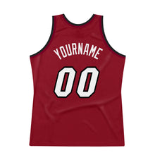 Load image into Gallery viewer, Custom Maroon White-Black Authentic Throwback Basketball Jersey
