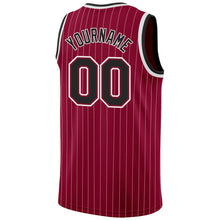 Load image into Gallery viewer, Custom Maroon White Pinstripe Black-White Authentic Basketball Jersey
