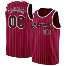 Load image into Gallery viewer, Custom Maroon White Pinstripe Black-White Authentic Basketball Jersey
