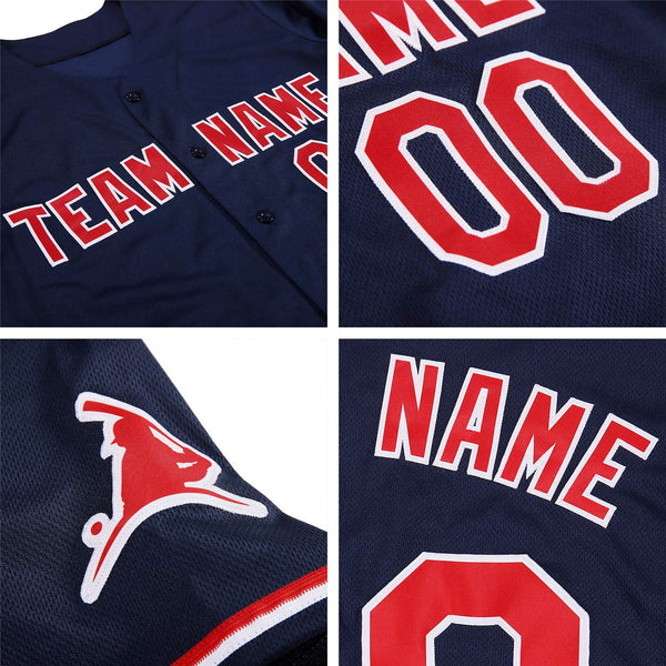 Custom Navy White-Red Authentic Baseball Jersey Women's Size:2XL