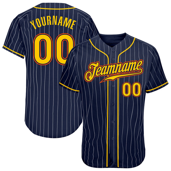 Custom Pinstripe Baseball Jersey Cream Navy Light Blue-Navy