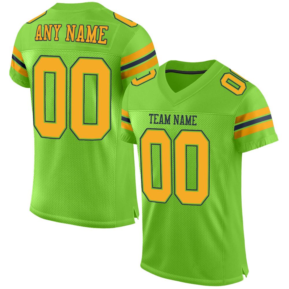 Custom Green Orange-White Mesh Authentic Football Jersey