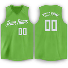 Load image into Gallery viewer, Custom Neon Green White V-Neck Basketball Jersey
