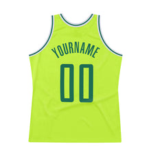 Load image into Gallery viewer, Custom Neon Green Kelly Green-White Authentic Throwback Basketball Jersey
