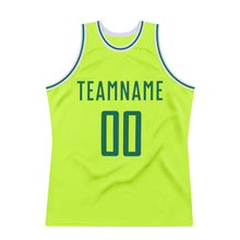 Load image into Gallery viewer, Custom Neon Green Kelly Green-White Authentic Throwback Basketball Jersey
