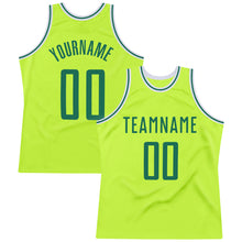 Load image into Gallery viewer, Custom Neon Green Kelly Green-White Authentic Throwback Basketball Jersey
