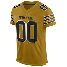 Load image into Gallery viewer, Custom Old Gold Black-White Mesh Authentic Football Jersey
