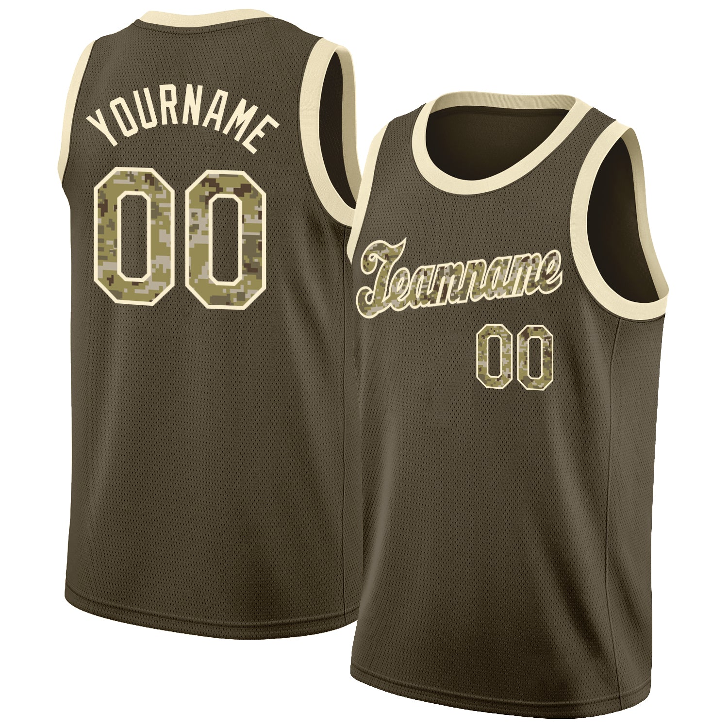 FIITG Custom Basketball Suit Jersey Camo Olive-White Round Neck Sublimation Salute to Service