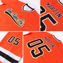 Load image into Gallery viewer, Custom Orange Black-Old Gold Hockey Jersey
