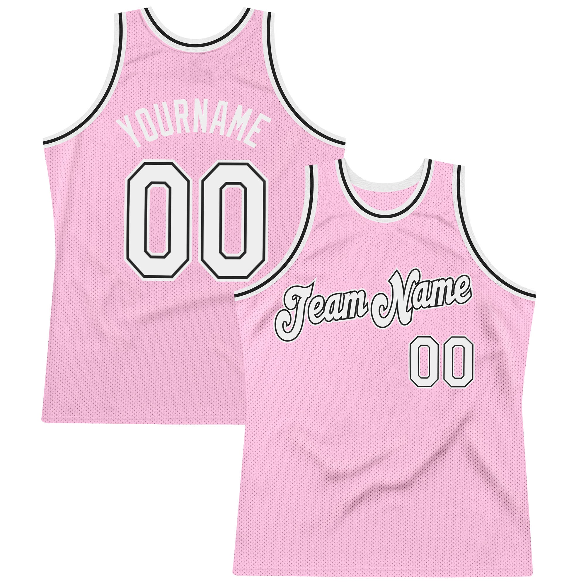 Custom Team Orange Basketball Authentic Pink Throwback Jersey Black