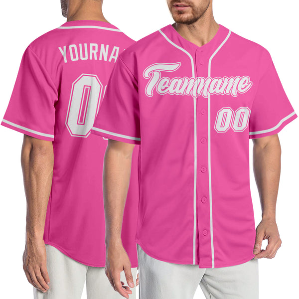 Custom Pink White Pinstripe Kelly Green-White Authentic Baseball Jersey  Discount