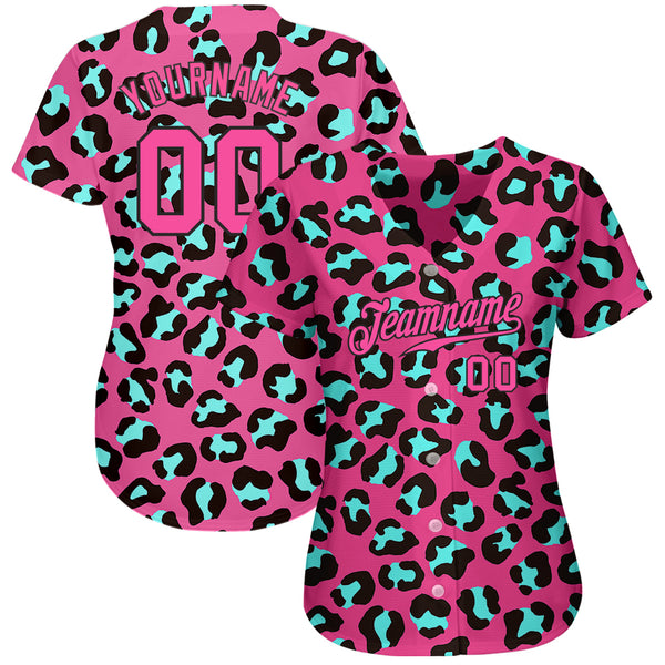 Custom 3D Pattern Baseball Jersey Black Black-Pink Design Tropical