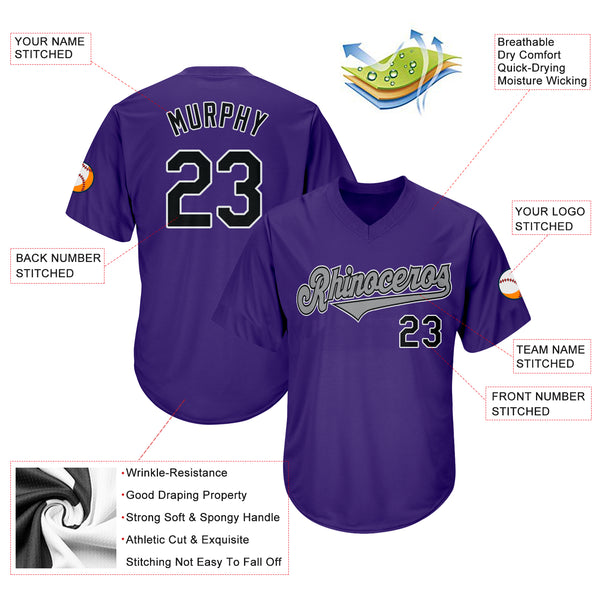 Custom Yellow Purple-Black Authentic Baseball Jersey