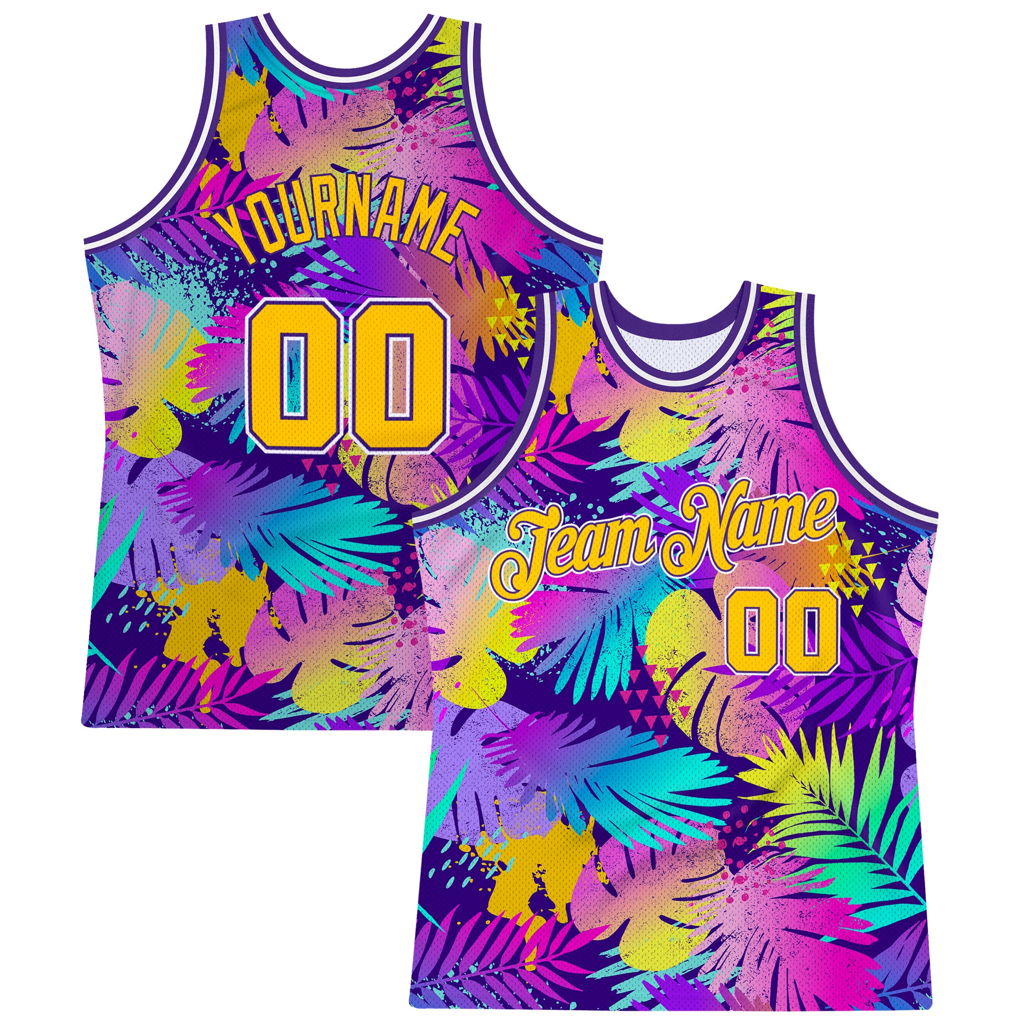 Custom Gold White-Black Round Neck Sublimation Basketball Suit