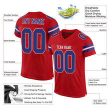 Load image into Gallery viewer, Custom Red Royal-White Mesh Authentic Football Jersey
