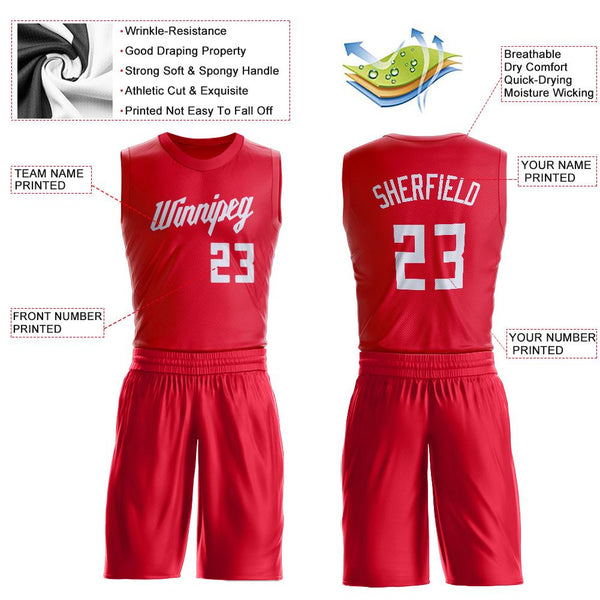 Custom Red Pink-Black Round Neck Sublimation Basketball Suit Jersey