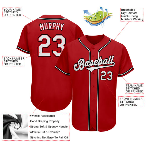 Custom Red White-Black Authentic Baseball Jersey – FiitgCustom