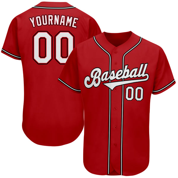 Custom Red White-Black Authentic Baseball Jersey – FiitgCustom