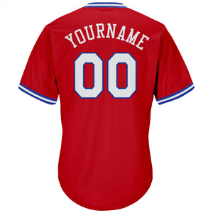 Custom Red White-Royal Authentic Throwback Rib-Knit Baseball Jersey Shirt