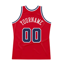 Load image into Gallery viewer, Custom Red Navy-White Authentic Throwback Basketball Jersey
