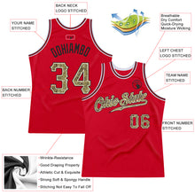 Load image into Gallery viewer, Custom Red Camo-Black Authentic Throwback Basketball Jersey
