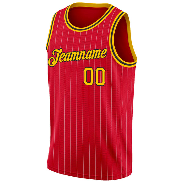 Custom Team Black Basketball Authentic Cream Throwback Jersey Red