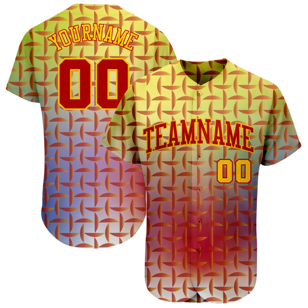 Custom Red Red-Gold 3D Pattern Design Flame Authentic Baseball Jersey Fast  Shipping – FiitgCustom