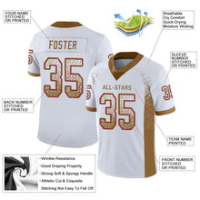 Load image into Gallery viewer, Custom White Old Gold-Red Mesh Drift Fashion Football Jersey
