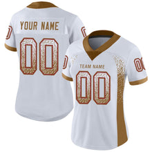 Load image into Gallery viewer, Custom White Old Gold-Red Mesh Drift Fashion Football Jersey
