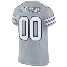 Load image into Gallery viewer, Custom Silver White-Black Mesh Authentic Football Jersey
