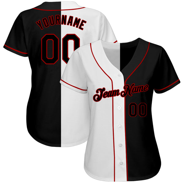 Custom Softball Jersey Black Red Pinstripe Red-White Authentic