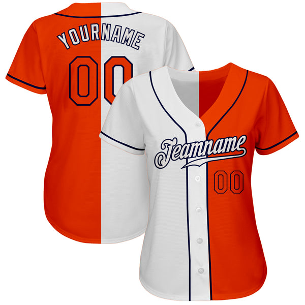Orange Navy-White CUSTOM Baseball Jersey 