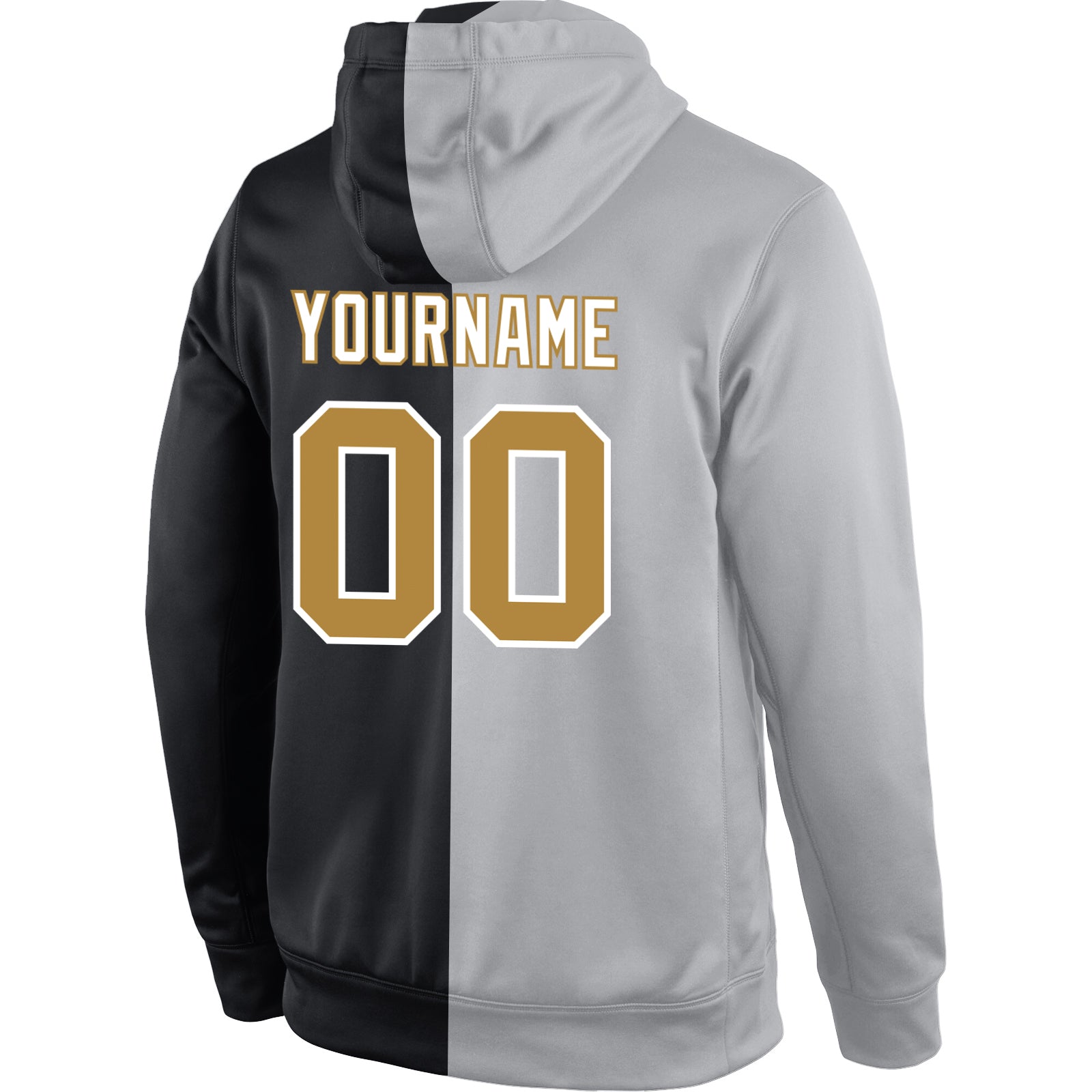 Custom Stitched Gray Old Gold-Black Split Fashion Sports Pullover Sweatshirt  Hoodie Fast Shipping – FiitgCustom