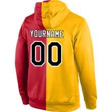 Load image into Gallery viewer, Custom Stitched Gold Black-Red Split Fashion Sports Pullover Sweatshirt Hoodie
