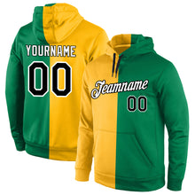 Load image into Gallery viewer, Custom Stitched Gold Black-Kelly Green Split Fashion Sports Pullover Sweatshirt Hoodie
