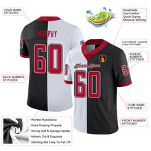 Load image into Gallery viewer, Custom Black Red-White Mesh Split Fashion Football Jersey
