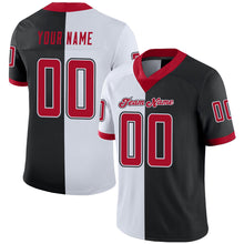 Load image into Gallery viewer, Custom Black Red-White Mesh Split Fashion Football Jersey
