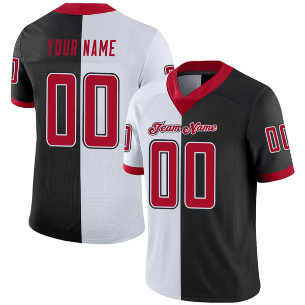 Custom Name Black White Split Red Baseball Jerseys Shirt