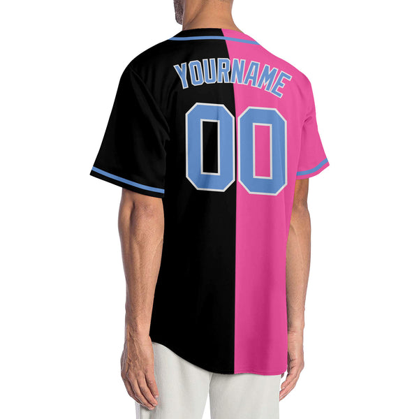 Custom Light Blue Pink-Navy Authentic Fade Fashion Baseball Jersey