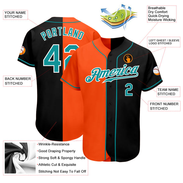 Custom Aqua Black-Orange Authentic Sleeveless Baseball Jersey Discount