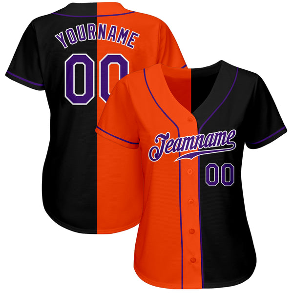 Custom Orange Black Pinstripe Purple-Black Authentic Baseball