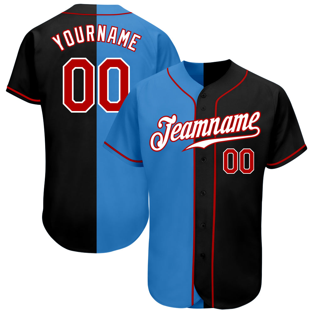 Custom Red Black-Gray Authentic Split Fashion Baseball Jersey Discount