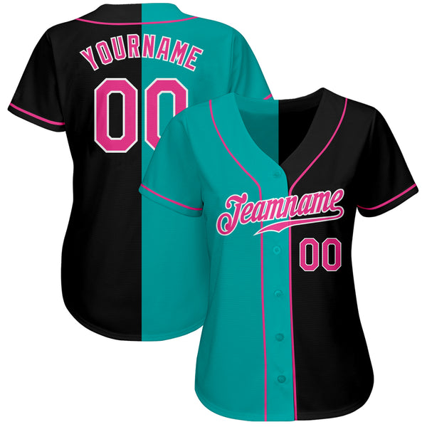 Custom Black Pink-Aqua Authentic Split Fashion Baseball Jersey Fast  Shipping – FiitgCustom