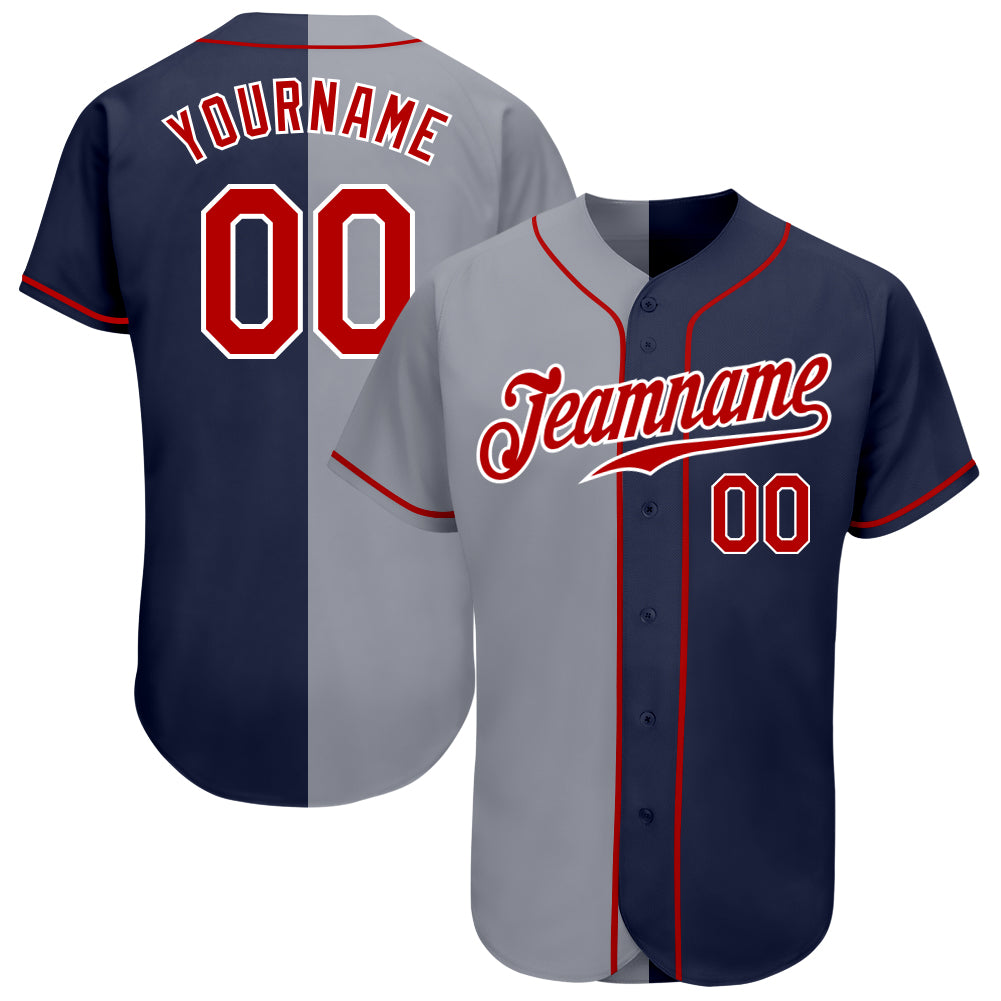 Custom Navy Red-White Authentic Baseball Jersey Discount