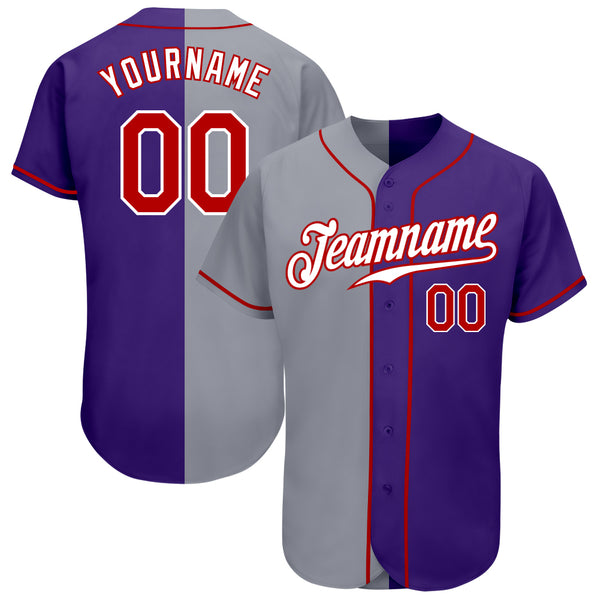 Custom Purple Red-Gray Authentic Split Fashion Baseball Jersey Fast  Shipping – FiitgCustom