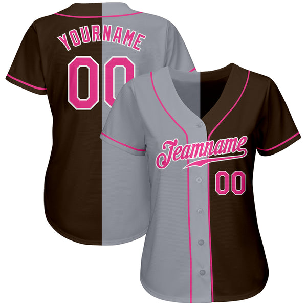 Custom Brown Pink-Gray Authentic Split Fashion Baseball Jersey Fast  Shipping – FiitgCustom