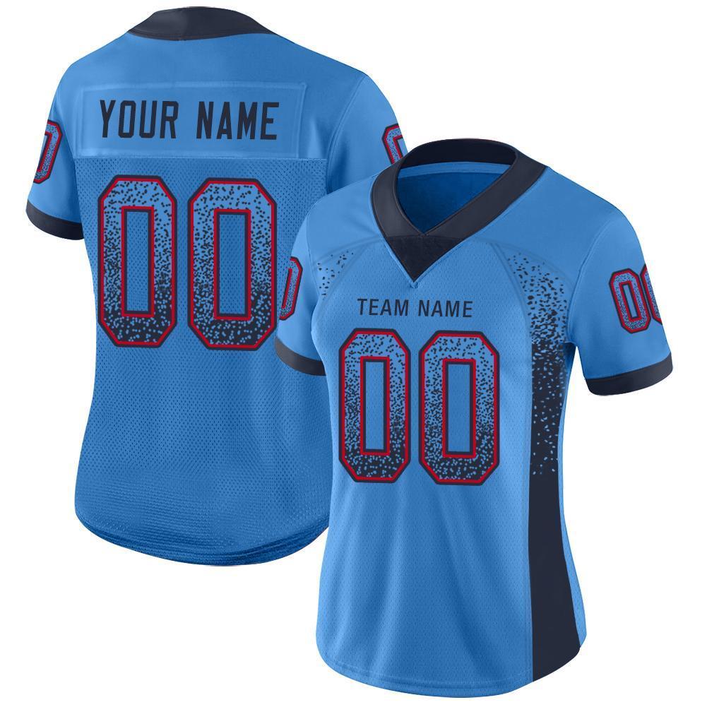 Custom Navy Powder Blue-Red Mesh Drift Fashion Football Jersey – FiitgCustom