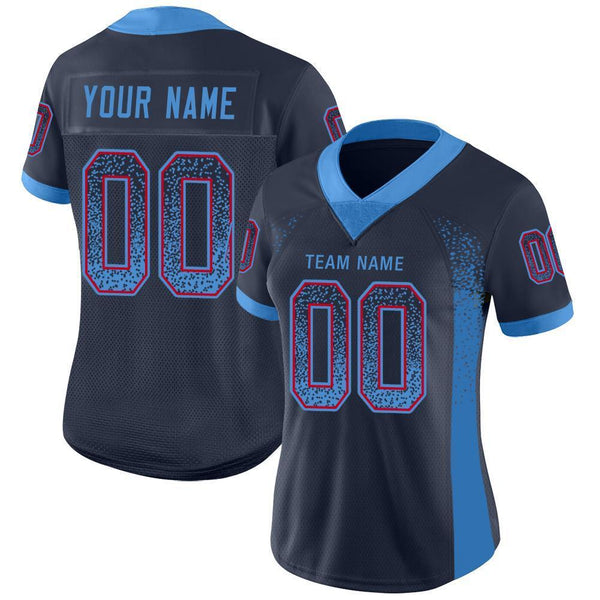 Custom Navy Powder Blue-Red Mesh Drift Fashion Football Jersey – FiitgCustom