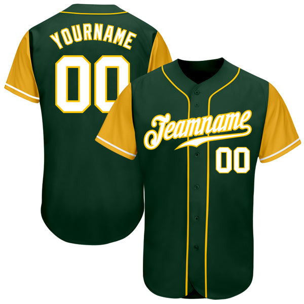 Custom Gold White-Green Authentic Two Tone Baseball Jersey Men's Size:M