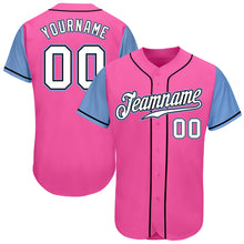 Load image into Gallery viewer, Custom Pink White-Light Blue Authentic Two Tone Baseball Jersey
